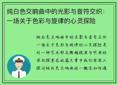 纯白色交响曲中的光影与音符交织：一场关于色彩与旋律的心灵探险